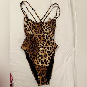 Leopard One Piece Swimsuit with Low Back